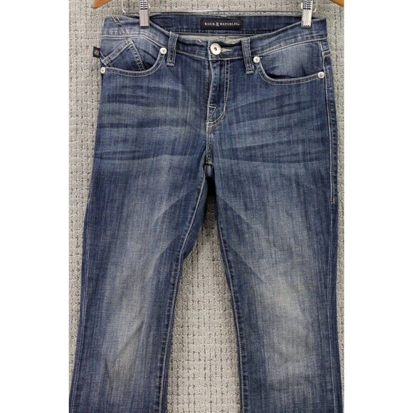 Rock & Republic Jeans Womens Size 10 Blue Denim Medium Washed Straight Fit Y2k - Picture 2 of 8